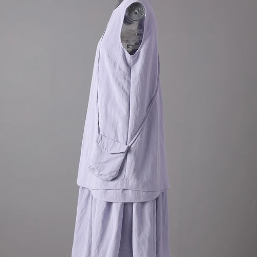 Load image into Gallery viewer, Women Light Purple Irregular Spliced Big Size Vest Dress New Round Neck Sleeveless Fashion Tide Spring Summer 2025 CPG3083
