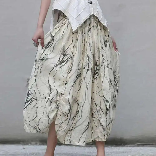 Load image into Gallery viewer, High Elastic Waist Apricot Pattern Printed Long Vintage Half-body Skirt Women Fashion Tide New Spring Autumn 2025 1DF7968
