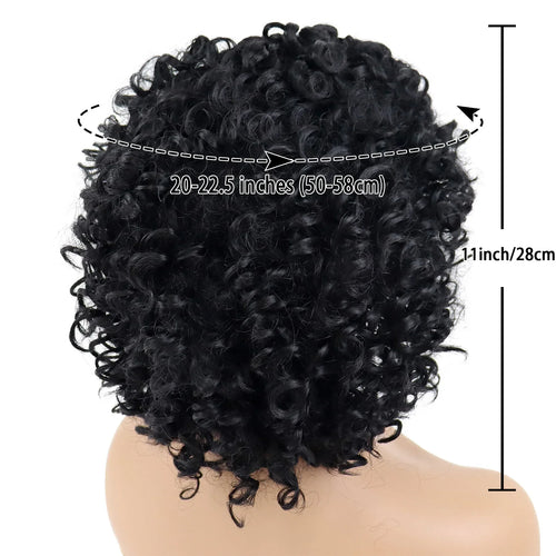 Load image into Gallery viewer, Synthetic Afro Curly Wigs for Women Wave African American Wig with Side Bangs Natural Hairstyles Soft Full Hair Replacement Wigs
