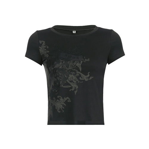 Load image into Gallery viewer, y2k Fairy Grunge Tops Summer Vintage Floral Print Short Sleeve Tshirt 2000s Aesthetic Women Harajuku Tee Streetwear
