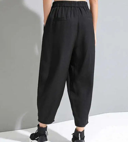 High Elastic Waist Black Pleated Long Wide Leg Trousers New Loose Fit Pants Women Fashion Tide Spring Summer 2025 1U320
