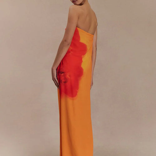 Load image into Gallery viewer, Floral Print Strapless Sexy Maxi Dress For Women Gown Off-shoulder Backless Sleeveless Elegant Long Dress Fashion
