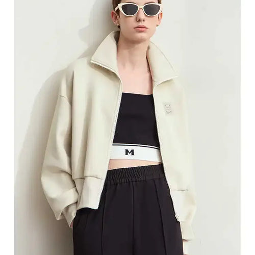 Fall Clothes 2024 Women Casual Zip Up Short Coat Women Sweatshirt Solid Turtleneck Loose Sports Streetwear Jacket 12443222