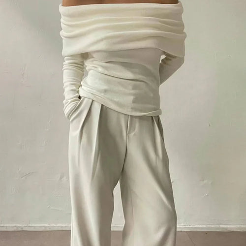 Load image into Gallery viewer, Elegant Knitted Long Sleeve Sweater High Elasticity Slim Top For Women 2025 New Winter Sexy One Shoulder Tight Sweater
