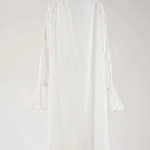 Load image into Gallery viewer, Women White Big Size Elegant Shirt Dress New Stand Collar Long Flare Sleeve Fashion Tide Spring Autumn 2025 CPDB216
