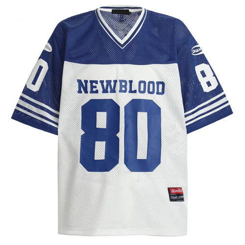 Load image into Gallery viewer, Vintage Mesh Jersey T-Shirt Y2K Graphic Printed Patchwork Sports V-Neck Tshirt Streetwear Hip Hop Harajuku Breathable Urban Top
