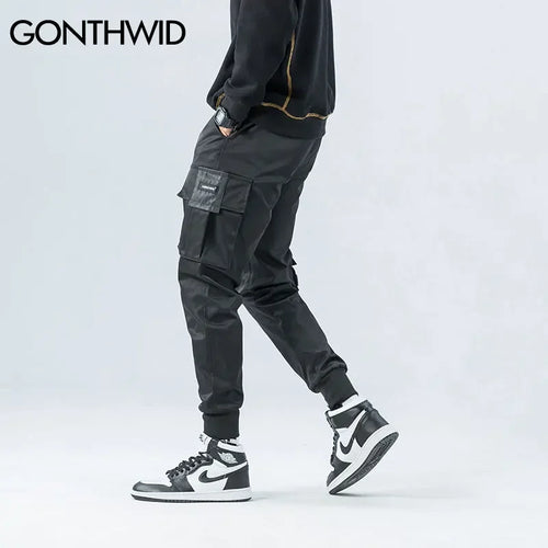 Load image into Gallery viewer, GONTHWID Side Zipper Pockets Cargo Harem Joggers Pants Men 2024 Hip Hop Casual Harajuku Streetwear Sweatpant Trousers Male Pants
