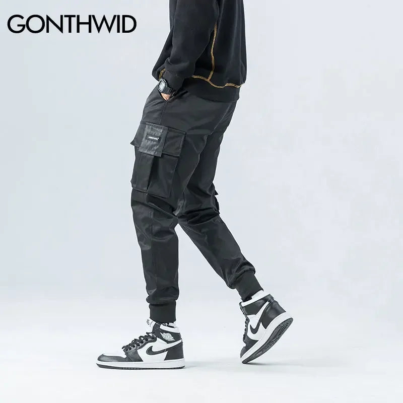 GONTHWID Side Zipper Pockets Cargo Harem Joggers Pants Men 2024 Hip Hop Casual Harajuku Streetwear Sweatpant Trousers Male Pants