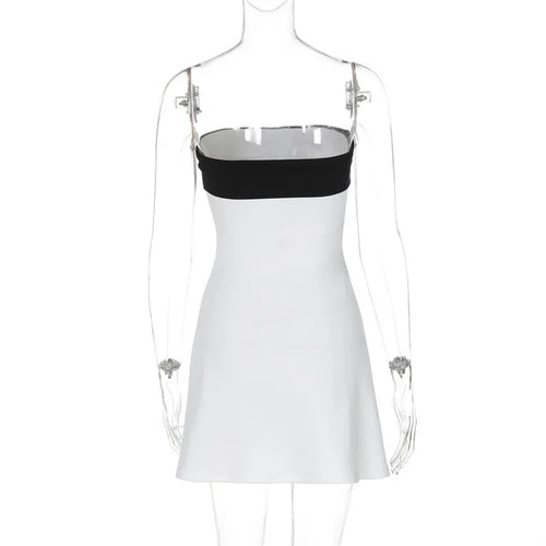 Load image into Gallery viewer, Off-shoulder Strapless Sexy Mini Dress For Women Robe Patchwork Backless Sleeveless High Waist A-line Club Party Dress
