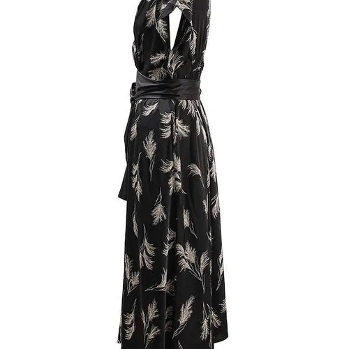 Load image into Gallery viewer, Women Beige Striped Printed Belted Elegant Midi Dress New V-Neck Sleeveless Fashion Tide Spring Summer 2025 CPG1504
