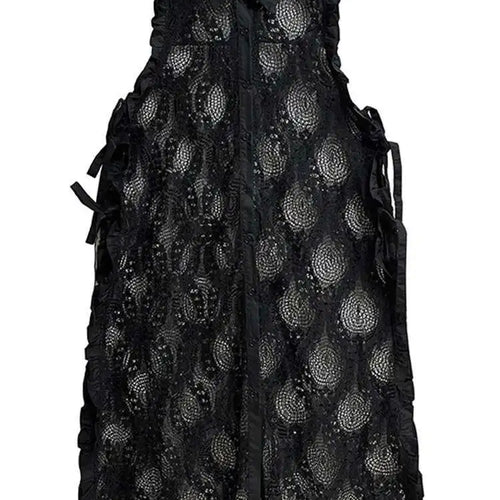 Load image into Gallery viewer, Women White Lace Perspective Ruffles Big Size Shirt Dress New Lapel Sleeveless Fashion Tide Spring Summer 2025 1DH6069
