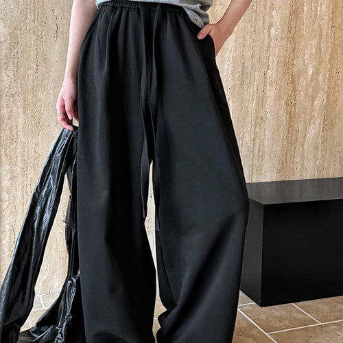 Load image into Gallery viewer, High Elastic Waist Black Drawstring Long Casual Wide Leg Pants New Trousers Women Fashion Tide Spring Autumn 2025 1DJ0194
