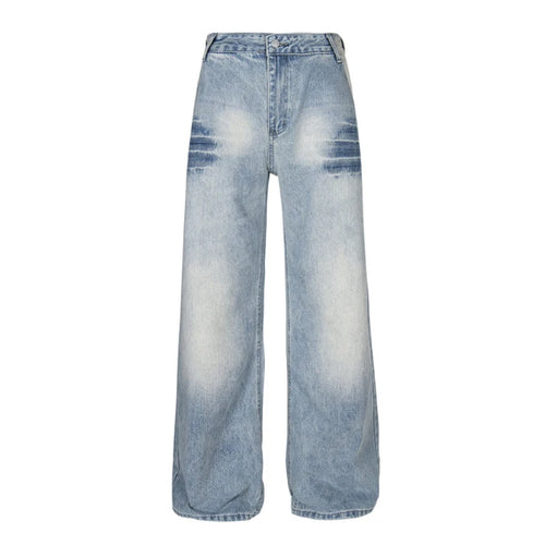 Load image into Gallery viewer, Men's  Jeans Washed Cracked Straight Leg Trendy New American Style Simple Casual Denim Pants Male Summer Bottoms 9W1745
