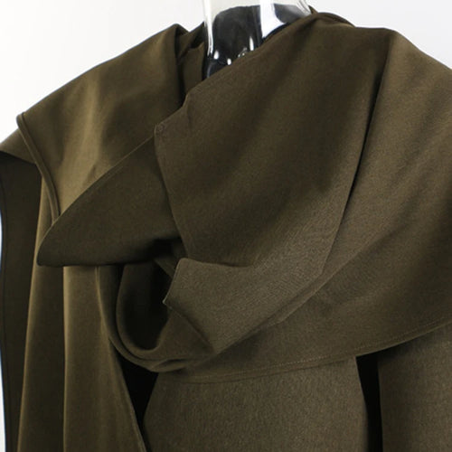 Load image into Gallery viewer, Women Army Green Big Size Long Elegant Blazer New Scarf Collar Long Sleeve Jacket Fashion Tide Spring Autumn 2025 1DH9827
