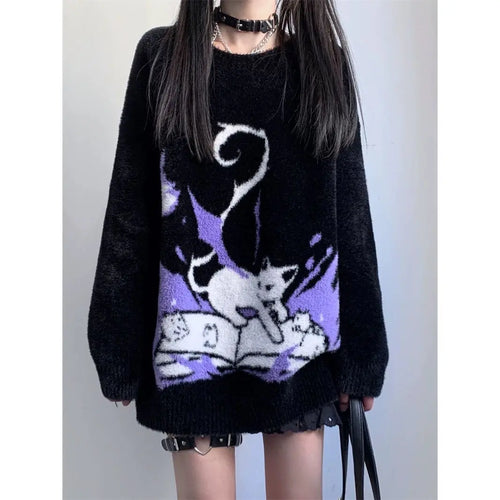 Load image into Gallery viewer, Autumn Winter Clothing Sweater for Women Sueter Mujer Cat Soft Furry Jumper Pull Femme Thicked Casual Chic Knittd Pullovers
