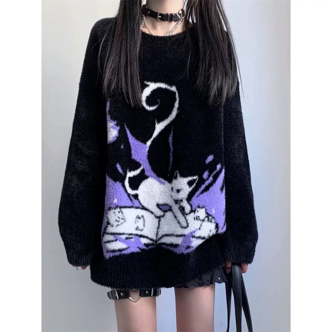 Autumn Winter Clothing Sweater for Women Sueter Mujer Cat Soft Furry Jumper Pull Femme Thicked Casual Chic Knittd Pullovers
