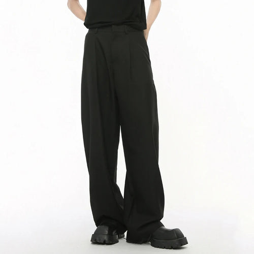 Load image into Gallery viewer, Simple Men&#39;s Suit Pants Pleated Silhouette Drooping Casual Wide Leg Trousers 2024 Male Solid Color Bottom American 9C7298
