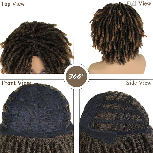 Load image into Gallery viewer, Synthetic Cute Hair Dreadlock Wig Short Twist Braids Wigs For Women And Men Afro Curly Crochet Twist Wigs Male 15 Inch
