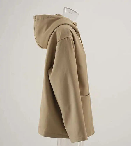 Women Khaki Pocket Big Size Casual Trench New Hooded Long Sleeve Windbreaker Fashion Tide Spring Autumn 2025 CPG2469