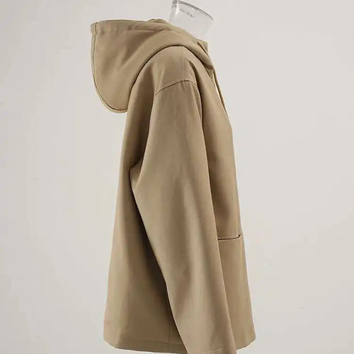 Load image into Gallery viewer, Women Khaki Pocket Big Size Casual Trench New Hooded Long Sleeve Windbreaker Fashion Tide Spring Autumn 2025 CPG2469
