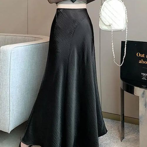 Load image into Gallery viewer, Spring Summer Solid High Waist Wrap Hip Pleated Fishtail Long Skirt Korean Fashion Women Versatile A-line Half Skirt Popular New

