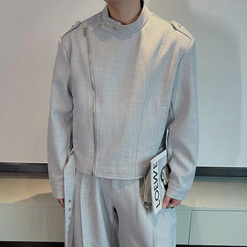 Load image into Gallery viewer, Men&#39;s Jacket New Spring Korean Solid Color Slant Zipper Handsome Design Male Stand Collar Casual Stylish Clothing 9W1413
