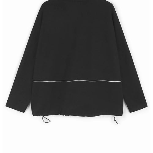 Load image into Gallery viewer, Women Black Color-block Pocket Big Size Drawstring T-shirt New Turtleneck Long Sleeve Fashion Spring Autumn 2025 1DH9383
