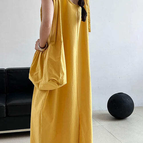 Load image into Gallery viewer, Women Blue With Bag Brief Elegant Long Vest Dress New Round Neck Sleeveless Fashion Tide Spring Autumn 2025 1DJ1112
