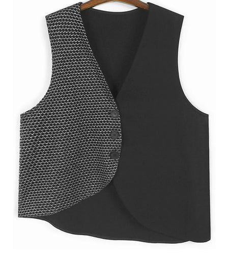 Black Vest Perspective Half-body Skirt Two Pieces Suit New V-Neck Sleeveless Women Fashion Tide Spring Autumn 2025 1DJ1102