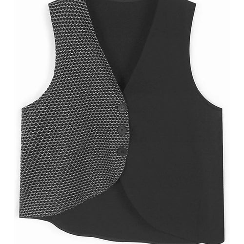 Load image into Gallery viewer, Black Vest Perspective Half-body Skirt Two Pieces Suit New V-Neck Sleeveless Women Fashion Tide Spring Autumn 2025 1DJ1102
