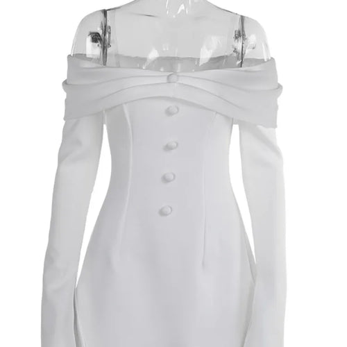 Load image into Gallery viewer, Fashion Long Sleeve Button Bodycon Women Dress 2024 Autumn New Skirt Sexy Slim One Shoulder Party Club Evening Dress
