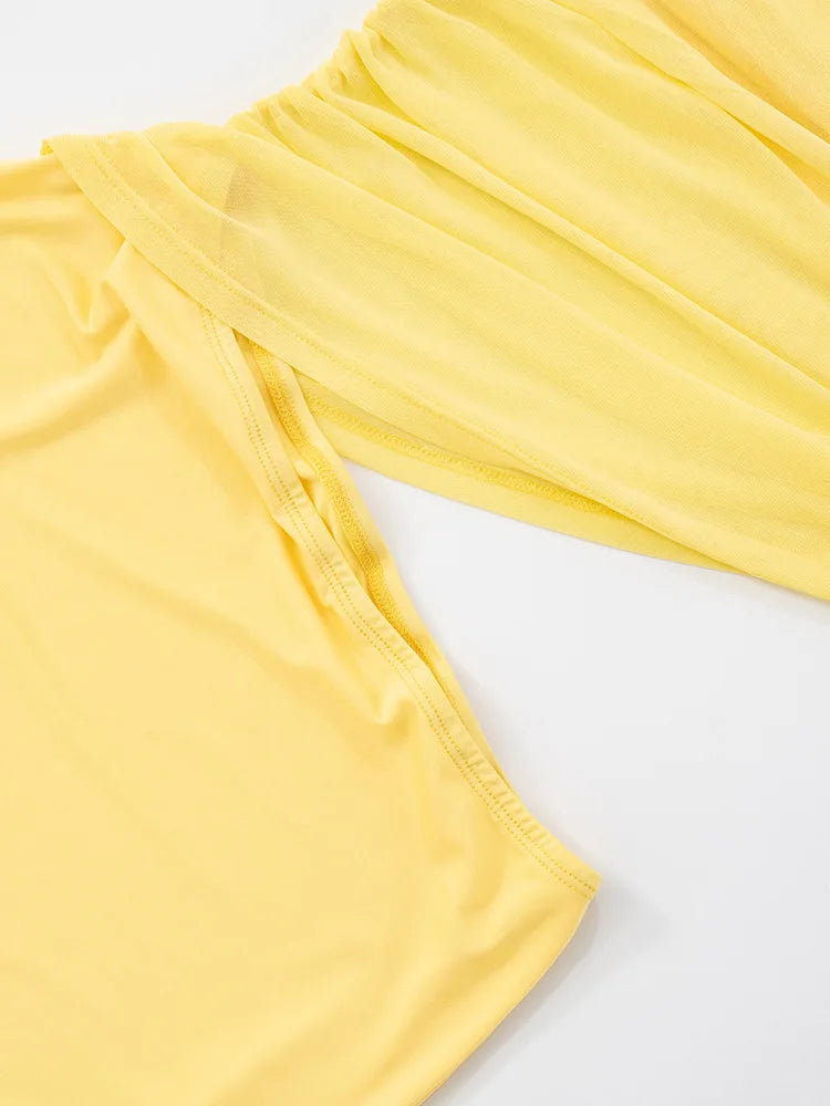 Diagonal Collar Backless Sexy Maxi Dress Women Gown Summer New Sleeveless Sheer Mesh Hollow Out Elegant Long Dress