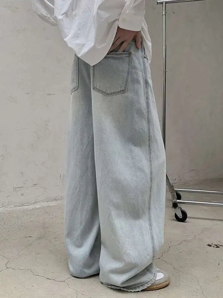 High Waist Light Blue Denim Long Casual Pocket Wide Leg Jeans New Women Trousers Fashion Tide Spring Autumn 2025 1DH8351