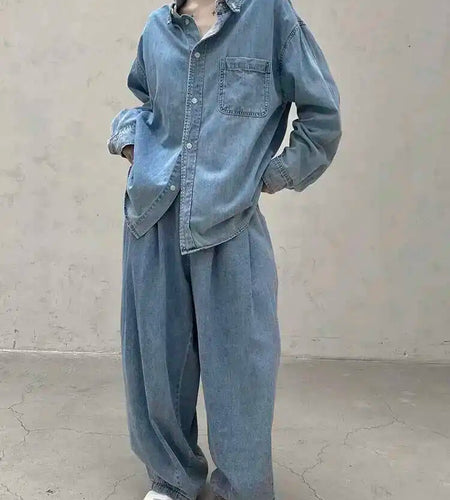 High Waist Light Blue Pocket Brief Long Denim Wide Leg Jeans New Women Trousers Fashion Tide Spring Autumn 2025 1DH8364