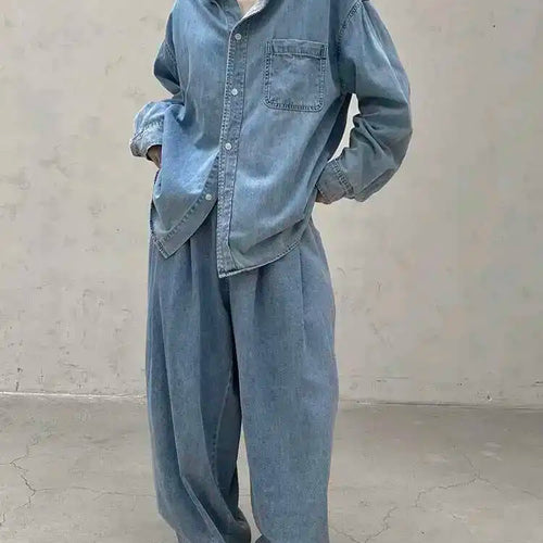 Load image into Gallery viewer, High Waist Light Blue Pocket Brief Long Denim Wide Leg Jeans New Women Trousers Fashion Tide Spring Autumn 2025 1DH8364
