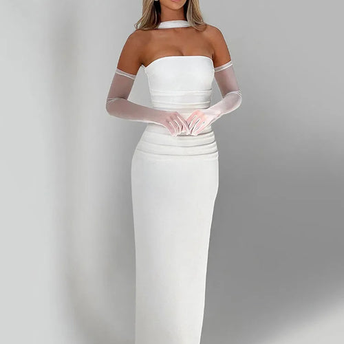 Load image into Gallery viewer, Elegant Strapless Zipper Bodycon Slit Party Club Evening Dress Women Sexy Sleeveless Backless Long Summer 2025 Vestidos
