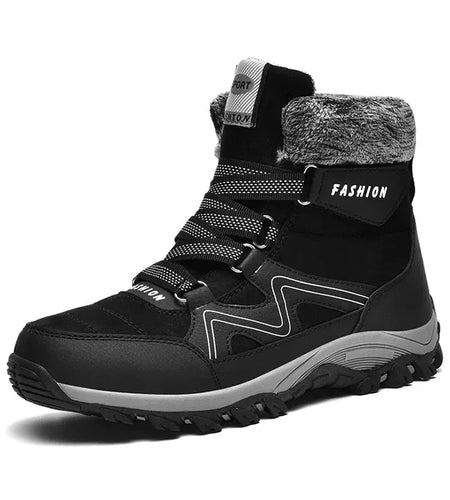 Fashion Winter Fur Mens Boots Casual Mens Shoes Warm Plush British Style Lace Up Waterproof Comfortable Boots