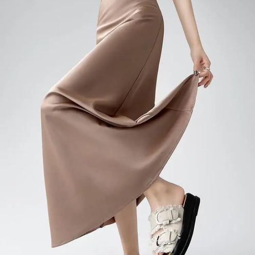 Load image into Gallery viewer, Women's Black Beige Elegant Office Wrap Hip Long Skirt Spring Summer Fashion Casual Brown Slim High Waist Festival Skirts Simple
