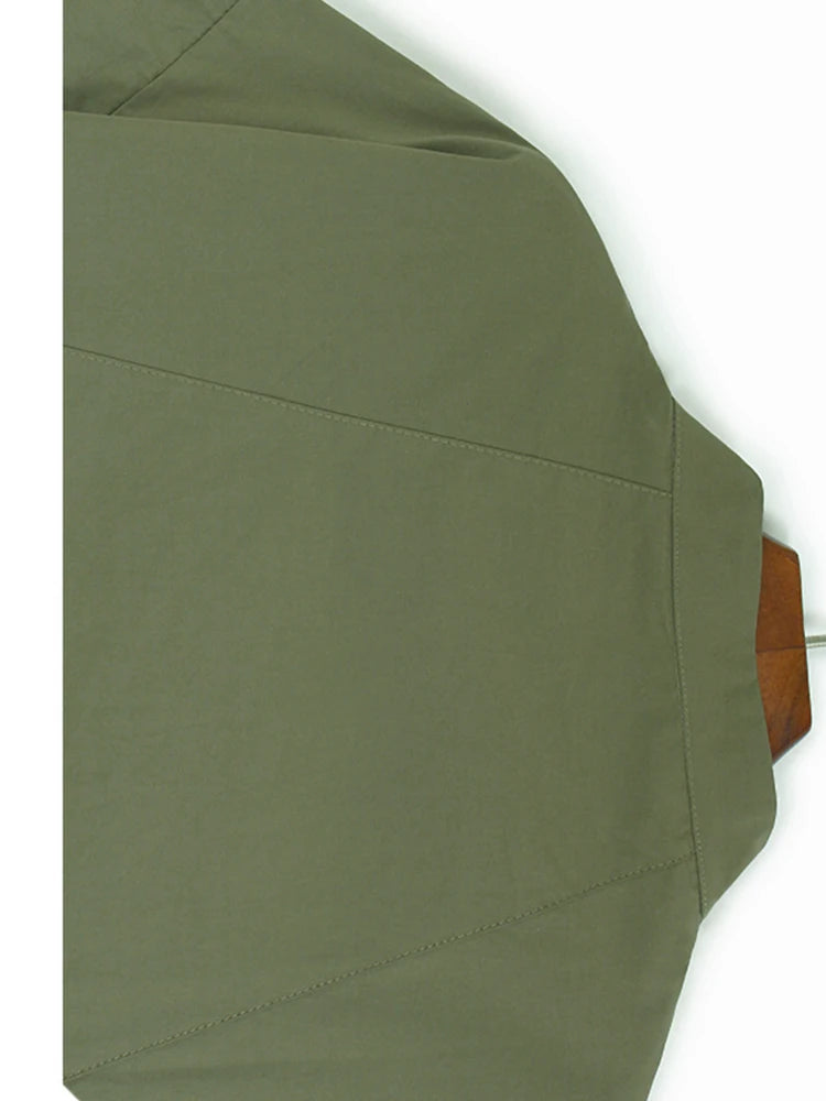 Women Green Big Size Elegant Knee-Length Shirt Dress New Stand Collar Long Sleeve Fashion Tide Spring Autumn 2025 1DJ0928