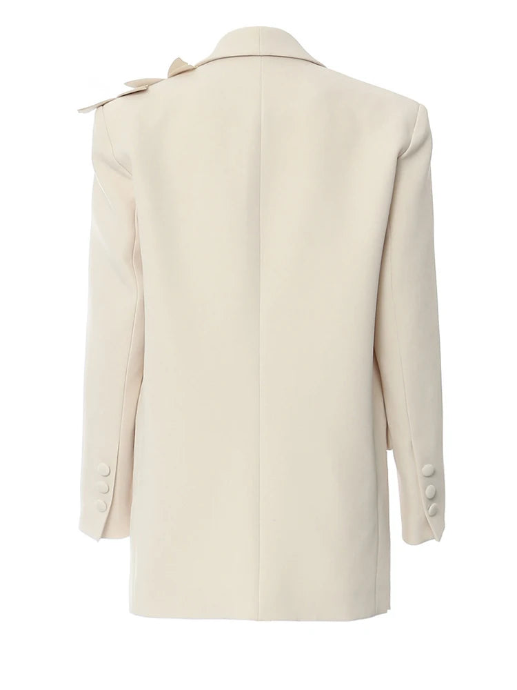 Women Apricot Butterfly Big Size Elegant Blazer New Lapel Long Sleeve Jacket Fashion Tide Spring Autumn 2025 1DH5934