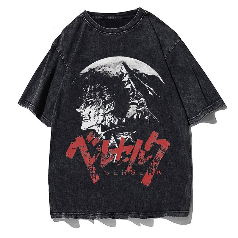 Vintage Washed Tshirts Anime T Shirt Harajuku Oversize Tee Cotton fashion Streetwear unisex top a79