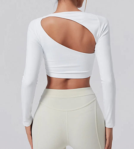 2025 Pad Nylon Sports Long Sleeve Women Nude Irregular Yoga Crop Tops Fitness Female Shirt Gym Running Shirt