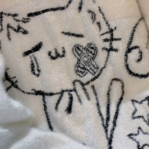 Load image into Gallery viewer, Vintage Preppy Kawaii Cartoon Jacquard Pullovers Sweet Harajuku Loose Grunge Jumpers Y2k Aesthetic Women White Knitted Sweaters
