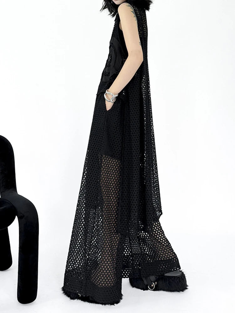 Big Size Black Grid Vest Wide Leg Pants Two Piece Suit New Lapel Sleeveless Women Fashion Tide Spring Autumn 2025 1DJ1417