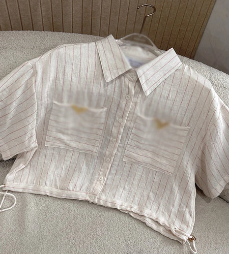 Fashion Spliced Striped Two Piece Sets for Women Lapel Short Sleeves Patchwork Pockets Shirt Long Skirt Set Female