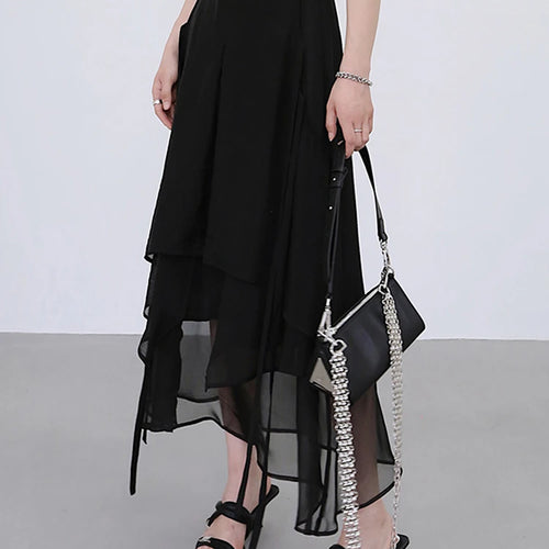 Load image into Gallery viewer, Solid Casual Skirts For Women High Waist Asymmetrical Loose Temperament Long Skirts Female Fashion Clothing
