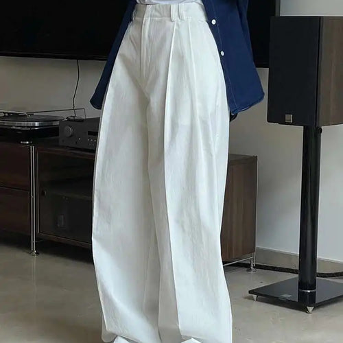 Load image into Gallery viewer, High Waist White Brief Pocket Pleated Long Wide Leg Pants New Trousers Women Fashion Tide Spring Autumn 2025 1DH4972
