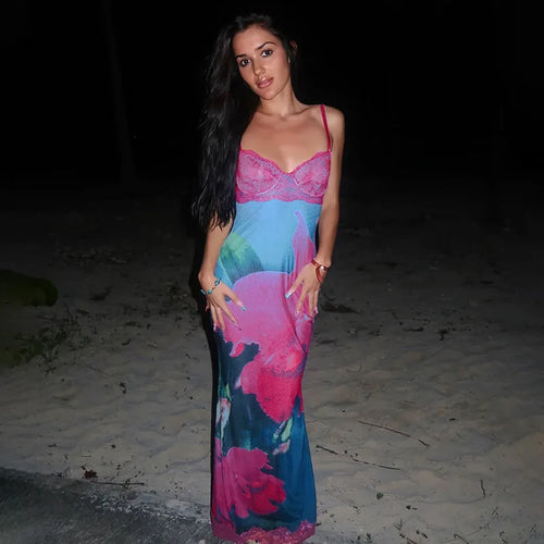 Load image into Gallery viewer, Spaghetti Strap Print Sexy Maxi Dress For Women Fashion Sleeveless Backless Bodycon Club Printed Long Dress Elegant

