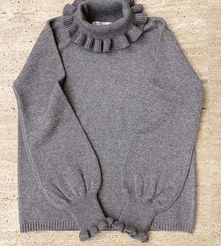 Basic Sweater Pullover Women Japan Korean Ruffle Turtleneck  Sweet Base Knit Tops Fashion Solid Y2k Cute Jumper