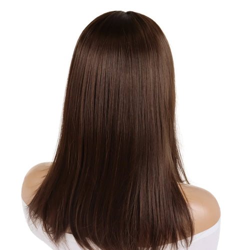 Load image into Gallery viewer, Synthetic Long Brown Wig with Bangs Straight Hairstyle Natural Wigs for White Women Fashion Haircut Daily Use Party Wig
